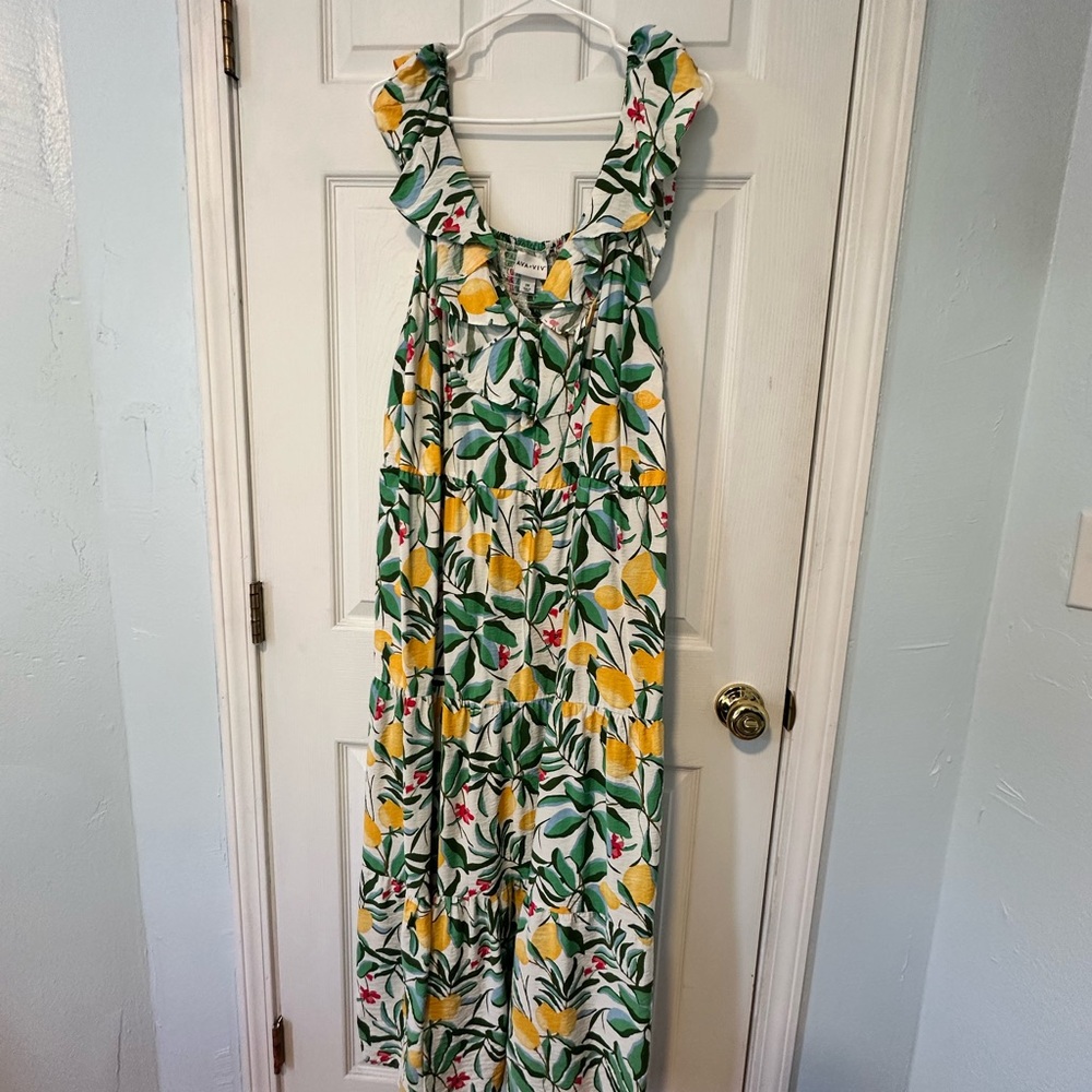 Ava & Viv Lemon Print Dress with Green and Yellow Accents